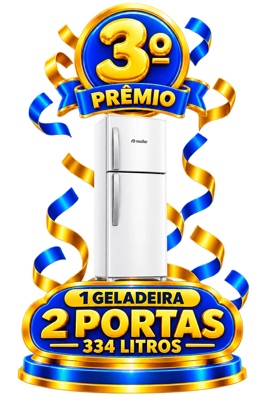 3º prêmio: geladeira 2 portas 334 litros
